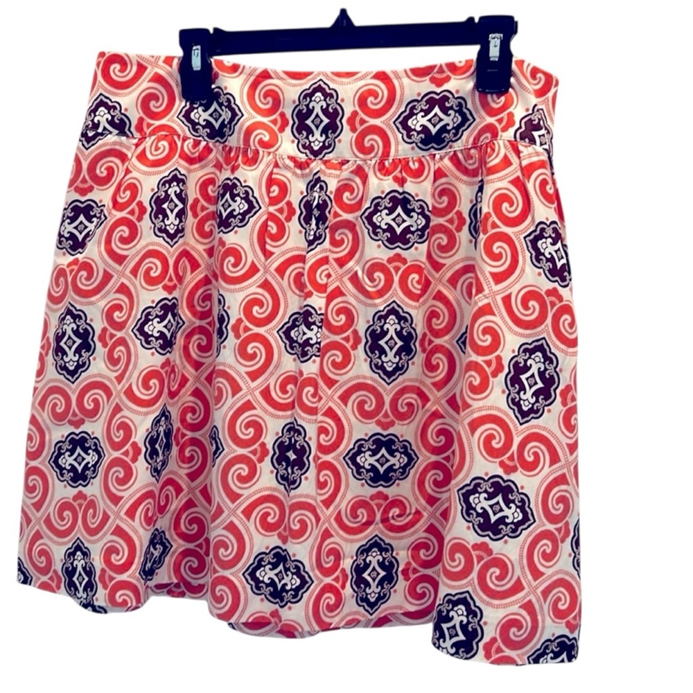 Vineyard Vines Pink‎ Brown Paisley Silk Blend A-Line Skirt Size 14 Plus Size EUC